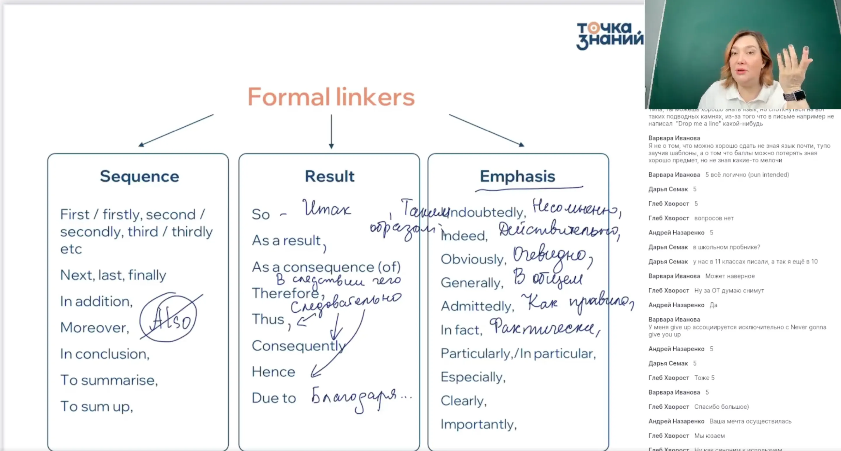 Средства связи в официальном стиле. Логика повествования. Синтаксис. Шаблон 3
